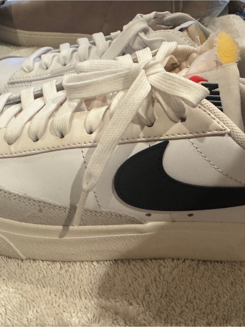 Nike White Sneakers with Black Swoosh (Men’s 6.5)